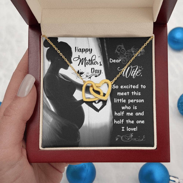 Eternal Bond & New Beginnings: The Interlocking Hearts Necklace for the Expectant Mother Jewelry/InterlockingHearts ShineOn Fulfillment 18K Yellow Gold Finish Luxury Box 