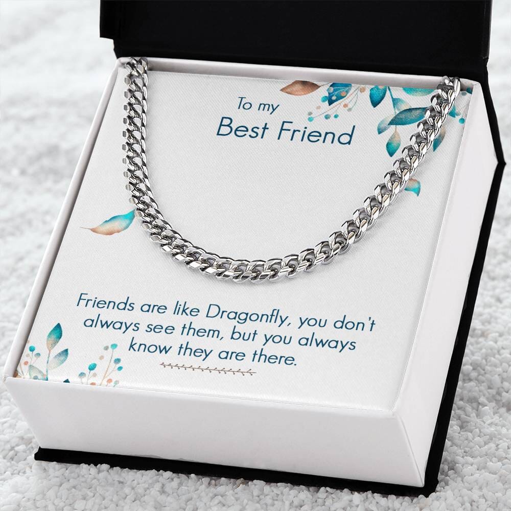 Eternal Bond: The Dragonfly Friendship Cuban Link Chain Necklace Jewelry/Cubanlink ShineOn Fulfillment Stainless Steel Standard Box 