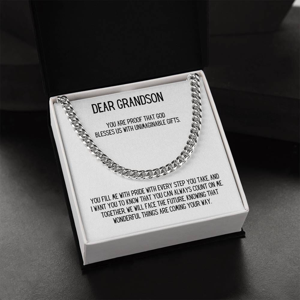 Eternal Bond: The Grandparent's Blessing Cuban Link Necklace Jewelry/Cubanlink ShineOn Fulfillment Stainless Steel Standard Box 