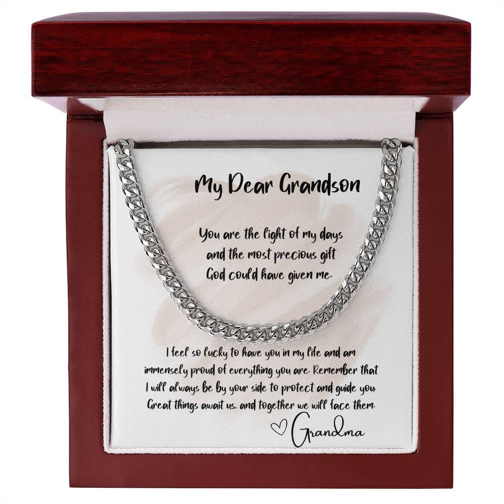 Eternal Bond: The Grandparent's Legacy Cuban Link Chain Necklace with Personalized Sentimental Message Jewelry/Cubanlink ShineOn Fulfillment 