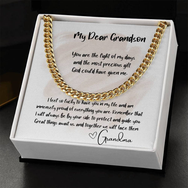 Eternal Bond: The Grandparent's Legacy Cuban Link Chain Necklace with Personalized Sentimental Message Jewelry/Cubanlink ShineOn Fulfillment 