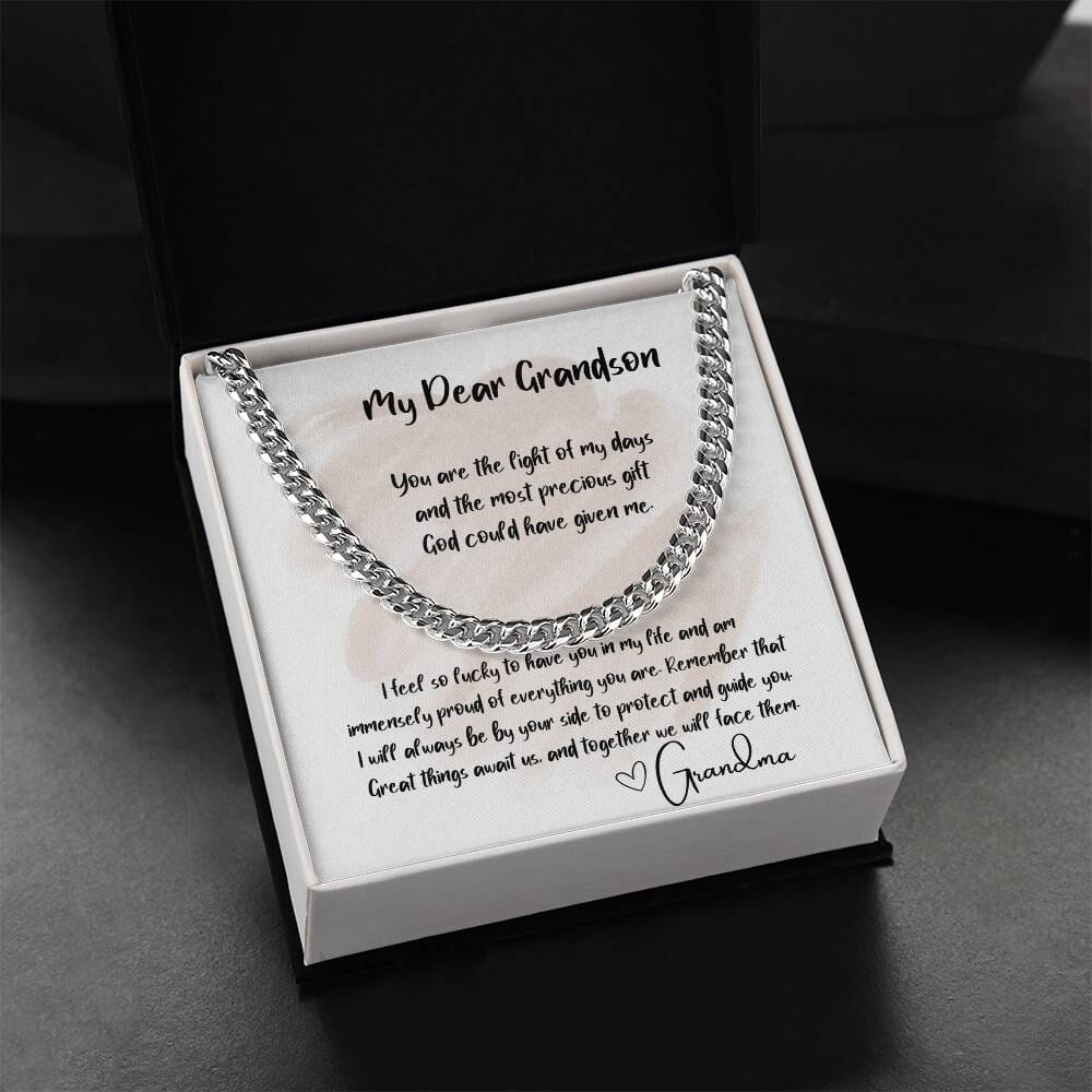 Eternal Bond: The Grandparent's Legacy Cuban Link Chain Necklace with Personalized Sentimental Message Jewelry/Cubanlink ShineOn Fulfillment 