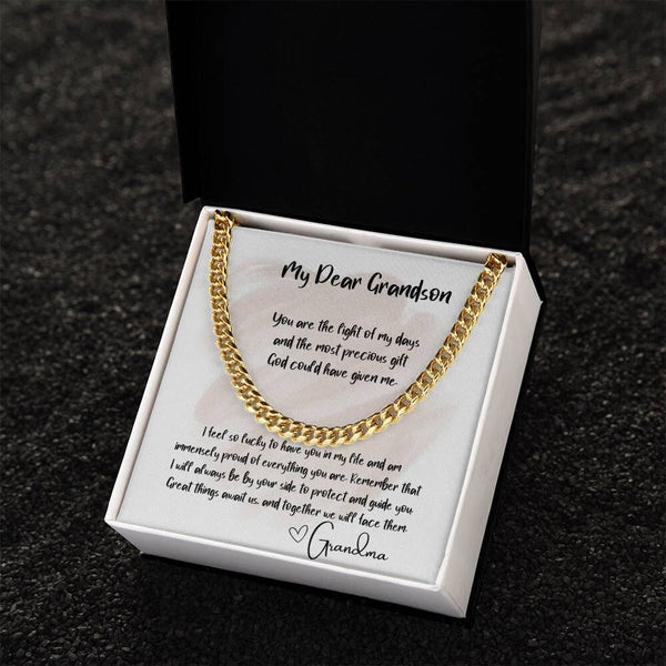 Eternal Bond: The Grandparent's Legacy Cuban Link Chain Necklace with Personalized Sentimental Message Jewelry/Cubanlink ShineOn Fulfillment 