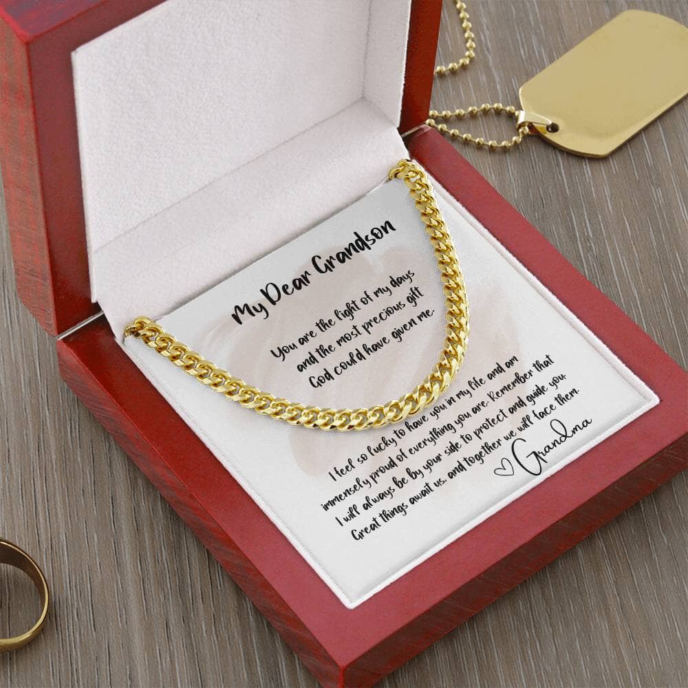 Eternal Bond: The Grandparent's Legacy Cuban Link Chain Necklace with Personalized Sentimental Message Jewelry/Cubanlink ShineOn Fulfillment 