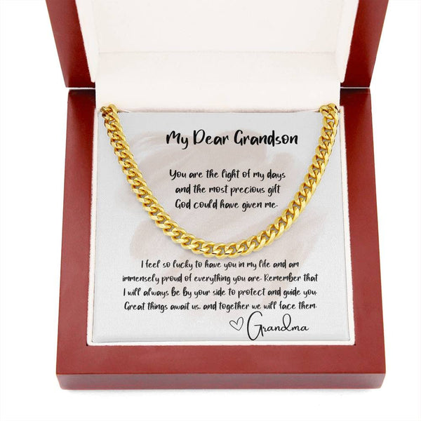 Eternal Bond: The Grandparent's Legacy Cuban Link Chain Necklace with Personalized Sentimental Message Jewelry/Cubanlink ShineOn Fulfillment 