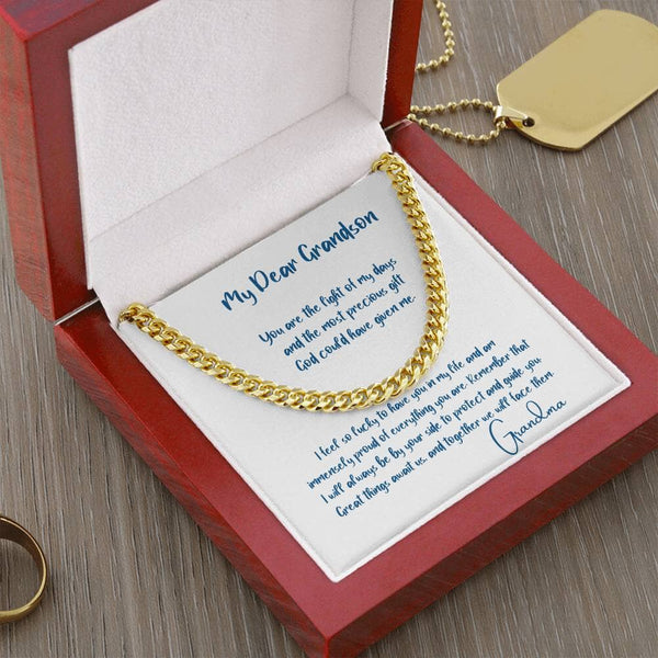 Eternal Bond: The Grandparent's Legacy Cuban Link Chain with Personalized Message of Love and Guidance Jewelry/Cubanlink ShineOn Fulfillment 