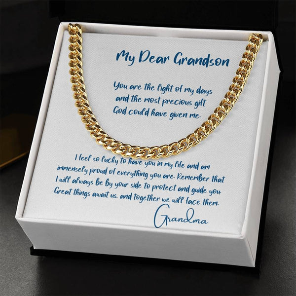 Eternal Bond: The Grandparent's Legacy Cuban Link Chain with Personalized Message of Love and Guidance Jewelry/Cubanlink ShineOn Fulfillment 