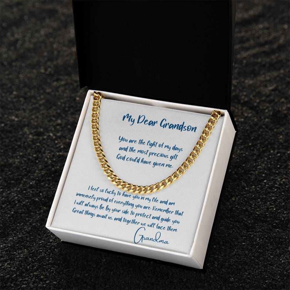 Eternal Bond: The Grandparent's Legacy Cuban Link Chain with Personalized Message of Love and Guidance Jewelry/Cubanlink ShineOn Fulfillment 