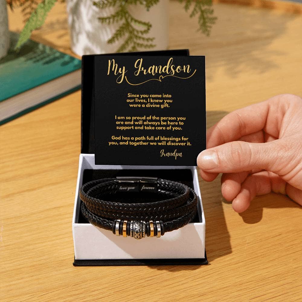 Eternal Bond: The Grandson's Keepsake Bracelet – A Personalized Token of Love from Grandpa or Grandma Jewelry/LoveForeverBracelet ShineOn Fulfillment 