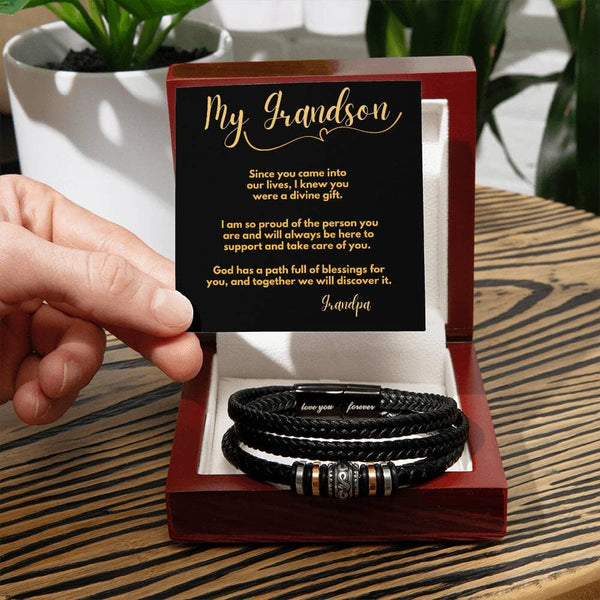 Eternal Bond: The Grandson's Keepsake Bracelet – A Personalized Token of Love from Grandpa or Grandma Jewelry/LoveForeverBracelet ShineOn Fulfillment 