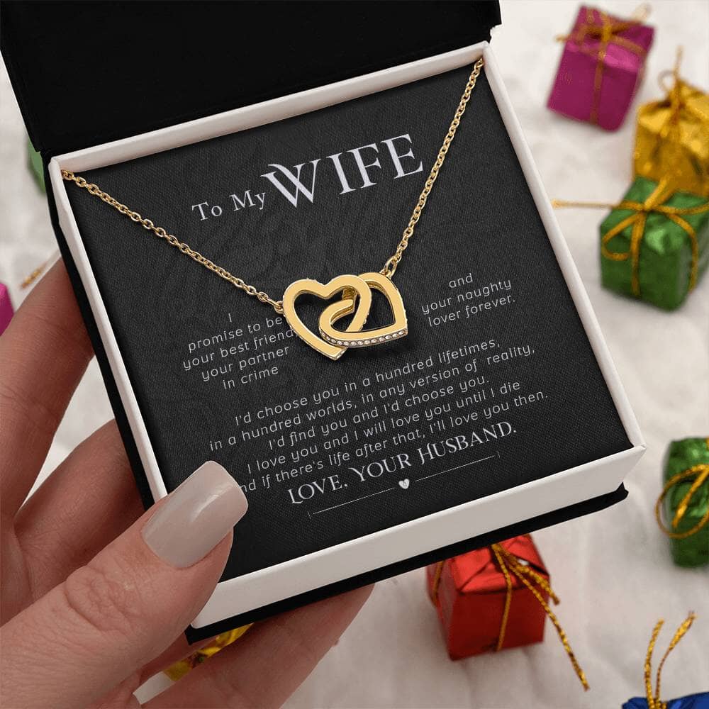 Eternal Bond: The Interlocking Hearts Necklace - A Timeless Expression of Love Jewelry/InterlockingHearts ShineOn Fulfillment 18K Yellow Gold Finish Standard Box 