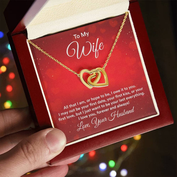 Eternal Bond: The Interlocking Hearts Necklace with Sentimental Love Message Jewelry/InterlockingHearts ShineOn Fulfillment 18K Yellow Gold Finish Luxury Box 