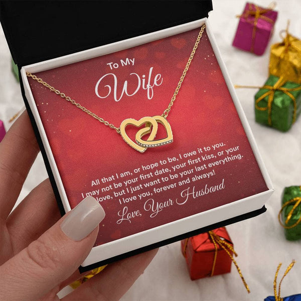 Eternal Bond: The Interlocking Hearts Necklace with Sentimental Love Message Jewelry/InterlockingHearts ShineOn Fulfillment 18K Yellow Gold Finish Standard Box 