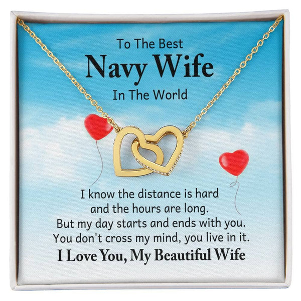 Eternal Bond: The Navy Wife's Interlocking Hearts Necklace with Sentimental Love Message Jewelry/InterlockingHearts ShineOn Fulfillment 