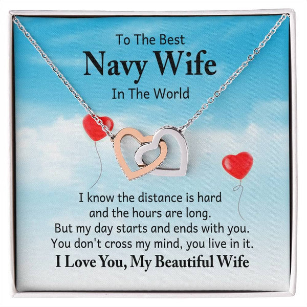 Eternal Bond: The Navy Wife's Interlocking Hearts Necklace with Sentimental Love Message Jewelry/InterlockingHearts ShineOn Fulfillment 