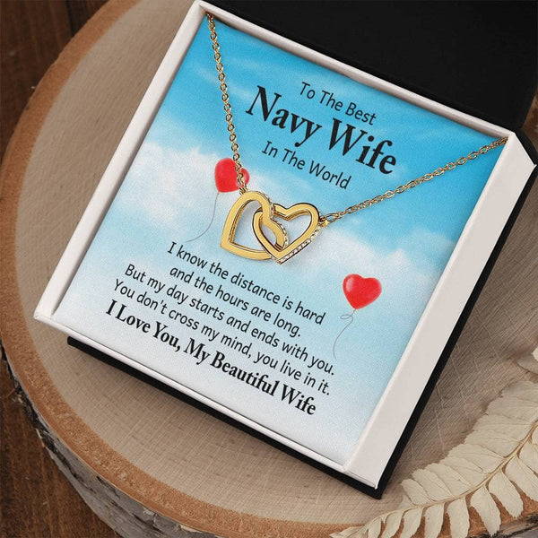 Eternal Bond: The Navy Wife's Interlocking Hearts Necklace with Sentimental Love Message Jewelry/InterlockingHearts ShineOn Fulfillment 