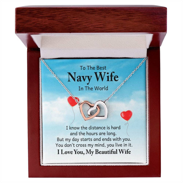 Eternal Bond: The Navy Wife's Interlocking Hearts Necklace with Sentimental Love Message Jewelry/InterlockingHearts ShineOn Fulfillment 