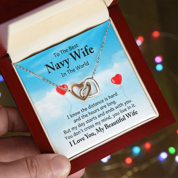 Eternal Bond: The Navy Wife's Interlocking Hearts Necklace with Sentimental Love Message Jewelry/InterlockingHearts ShineOn Fulfillment 