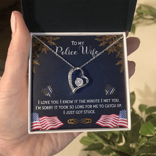 Eternal Devotion Necklace: A Symbol of Unbreakable Love for the Brave Police Wife Jewelry/ForeverLove ShineOn Fulfillment 14k White Gold Finish Standard Box 