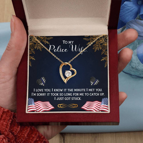 Eternal Devotion Necklace: A Symbol of Unbreakable Love for the Brave Police Wife Jewelry/ForeverLove ShineOn Fulfillment 18k Yellow Gold Finish Luxury Box 