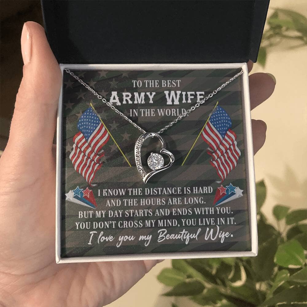 Eternal Heartbeat Necklace: A Symbol of Love for the Army Wife Jewelry/ForeverLove ShineOn Fulfillment 14k White Gold Finish Standard Box 