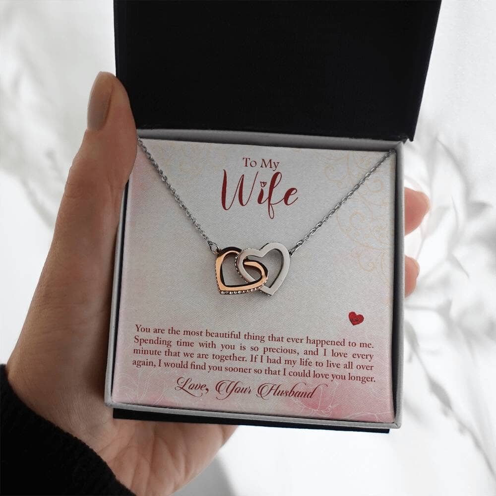 Eternal Hearts Necklace: A Symbol of Timeless Love and Devotion Jewelry/InterlockingHearts ShineOn Fulfillment Polished Stainless Steel & Rose Gold Finish Standard Box 