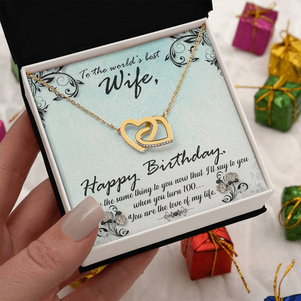 Eternal Hearts Necklace: A Timeless Symbol of Love for the World's Best Wife Jewelry/InterlockingHearts ShineOn Fulfillment 18K Yellow Gold Finish Standard Box 