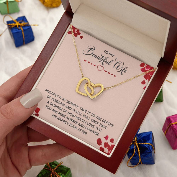 Eternal Hearts Necklace: Infinity Love Pendant for the Woman of Your Dreams Jewelry/InterlockingHearts ShineOn Fulfillment 18K Yellow Gold Finish Luxury Box 