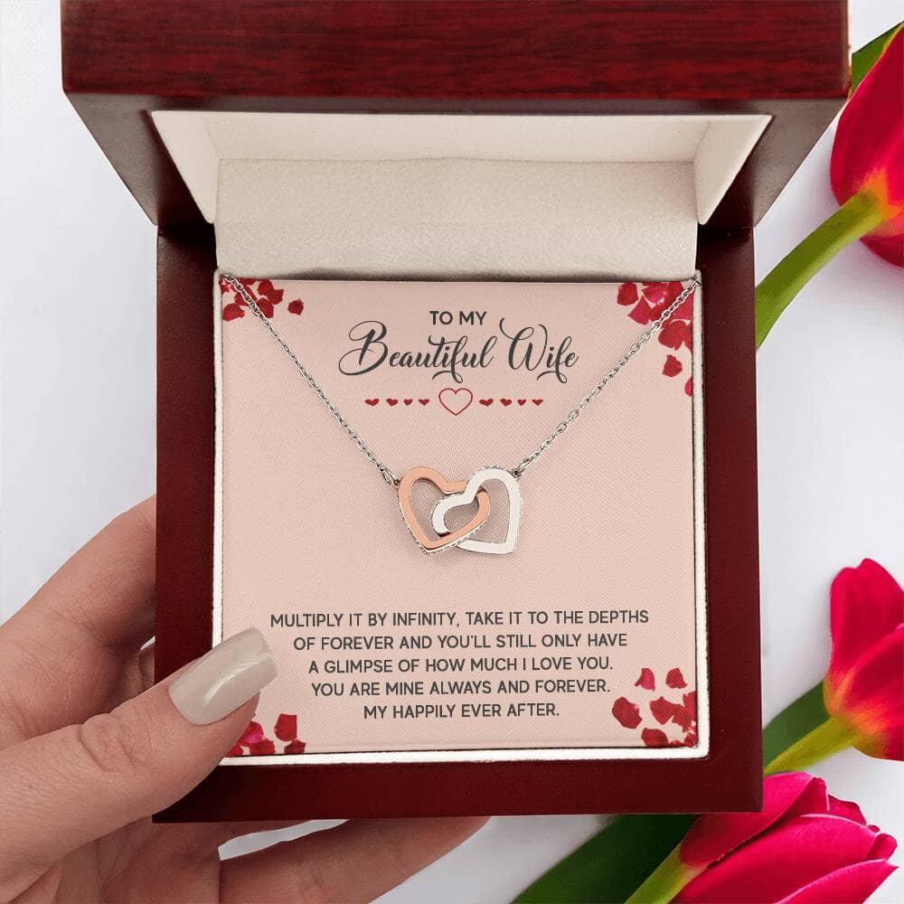 Eternal Hearts Necklace: Infinity Love Pendant for the Woman of Your Dreams Jewelry/InterlockingHearts ShineOn Fulfillment Polished Stainless Steel & Rose Gold Finish Luxury Box 