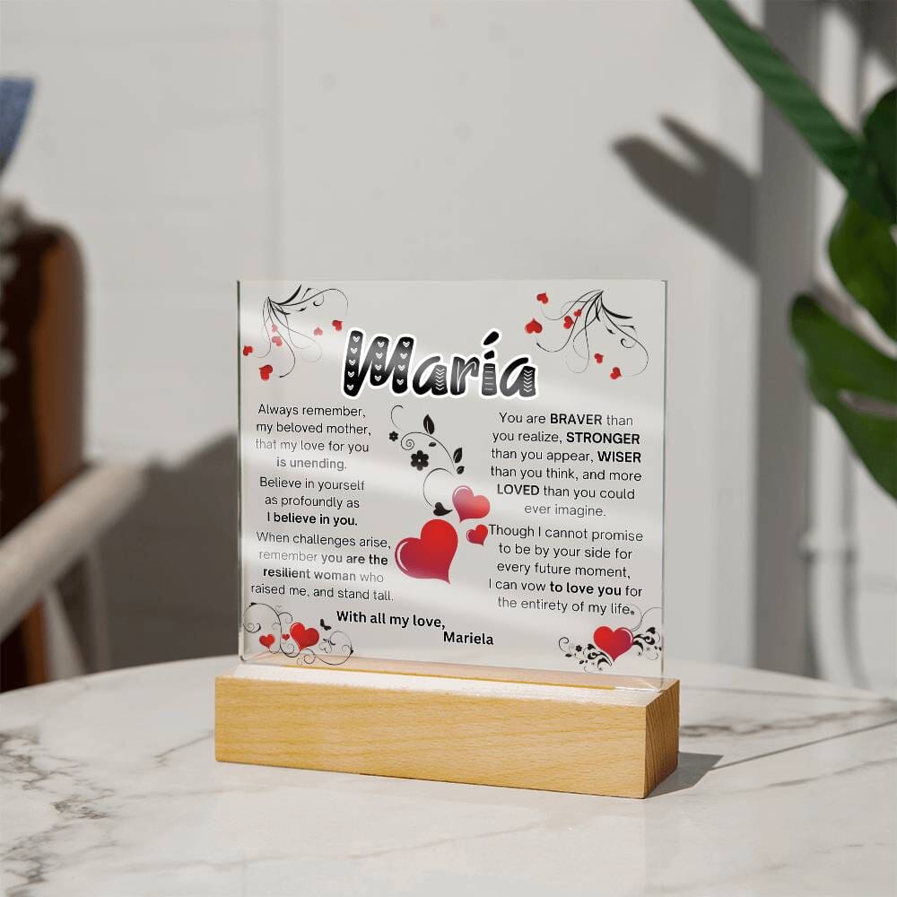 Eternal Love: Illuminated Acrylic Tribute Plaque for Mom Acrylic/Square ShineOn Fulfillment 