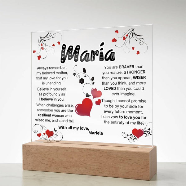 Eternal Love: Illuminated Acrylic Tribute Plaque for Mom Acrylic/Square ShineOn Fulfillment 