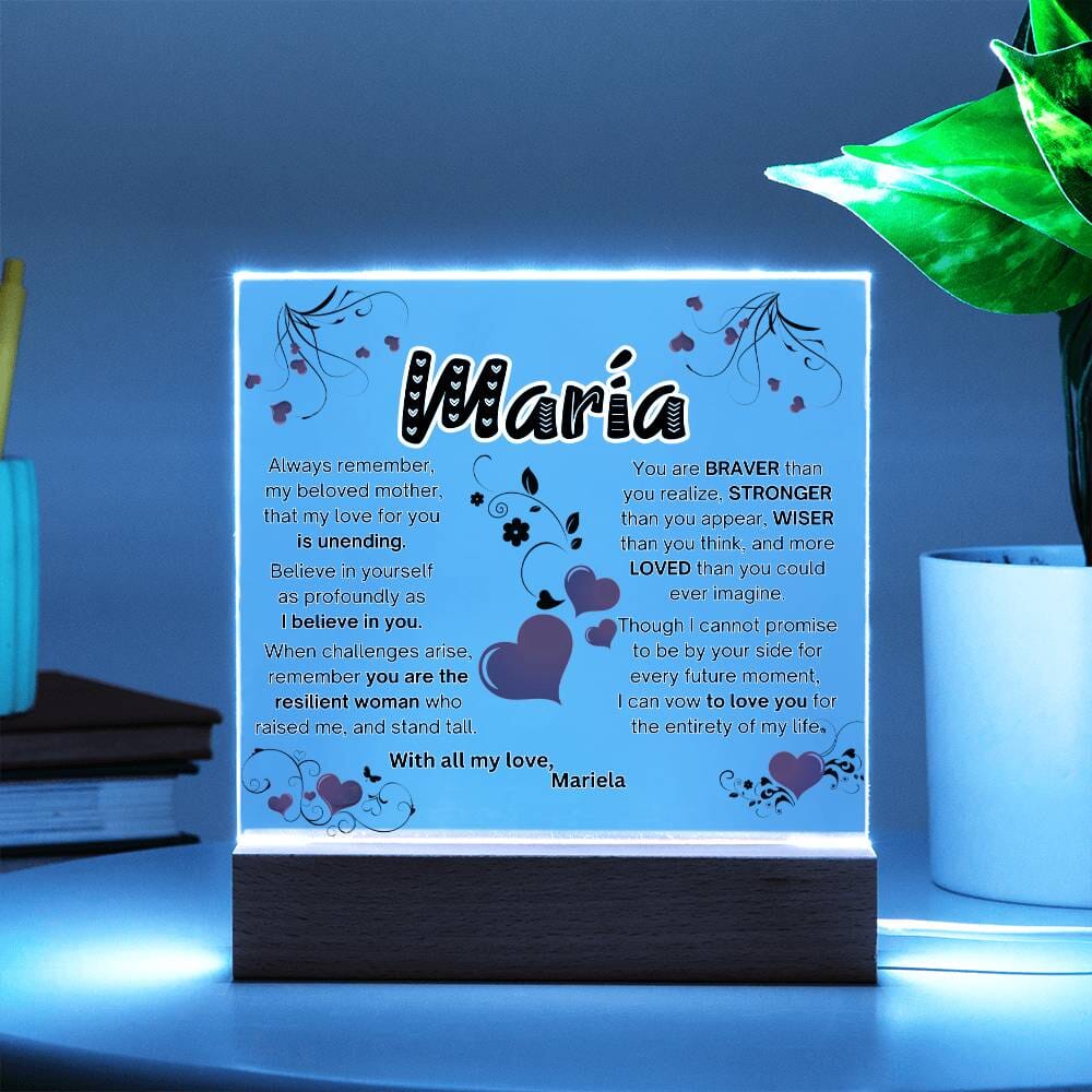 Eternal Love: Illuminated Acrylic Tribute Plaque for Mom Acrylic/Square ShineOn Fulfillment 