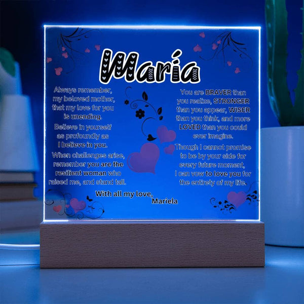 Eternal Love: Illuminated Acrylic Tribute Plaque for Mom Acrylic/Square ShineOn Fulfillment 