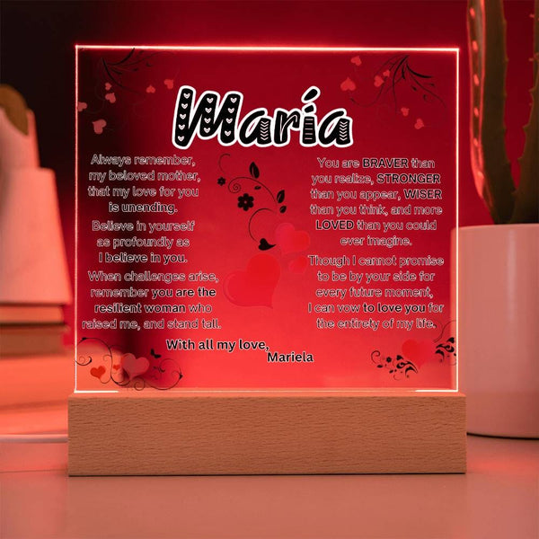 Eternal Love: Illuminated Acrylic Tribute Plaque for Mom Acrylic/Square ShineOn Fulfillment 