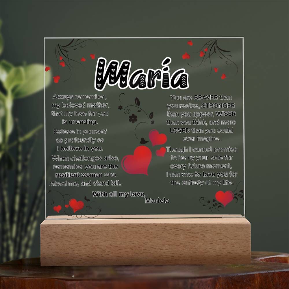 Eternal Love: Illuminated Acrylic Tribute Plaque for Mom Acrylic/Square ShineOn Fulfillment 