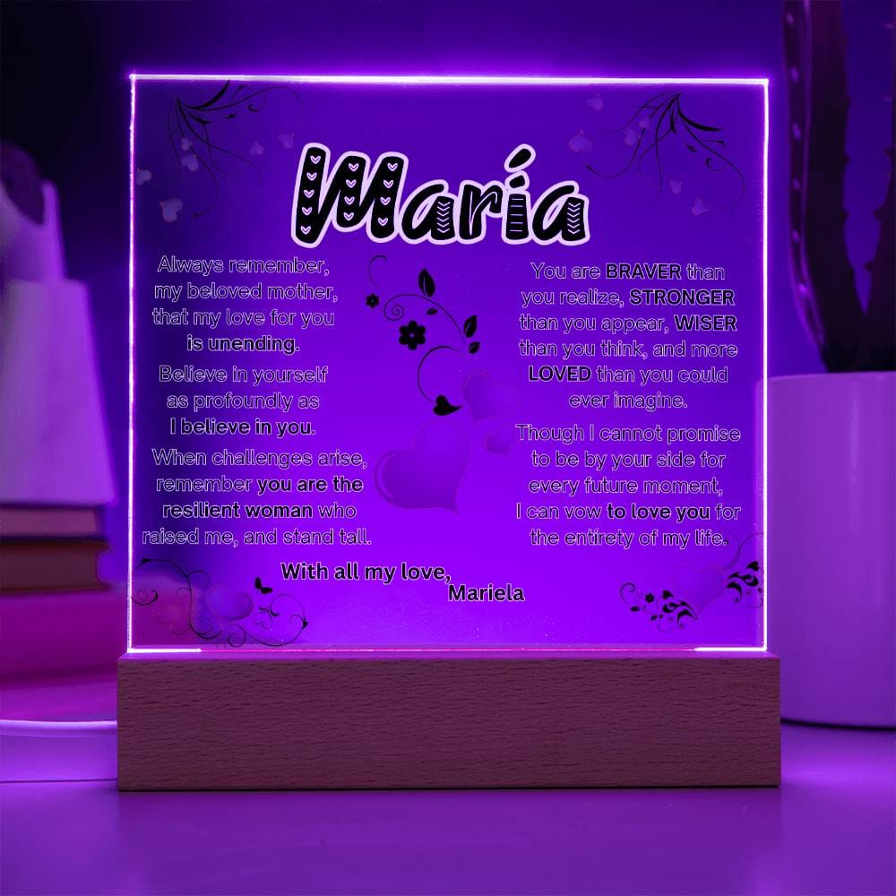 Eternal Love: Illuminated Acrylic Tribute Plaque for Mom Acrylic/Square ShineOn Fulfillment 