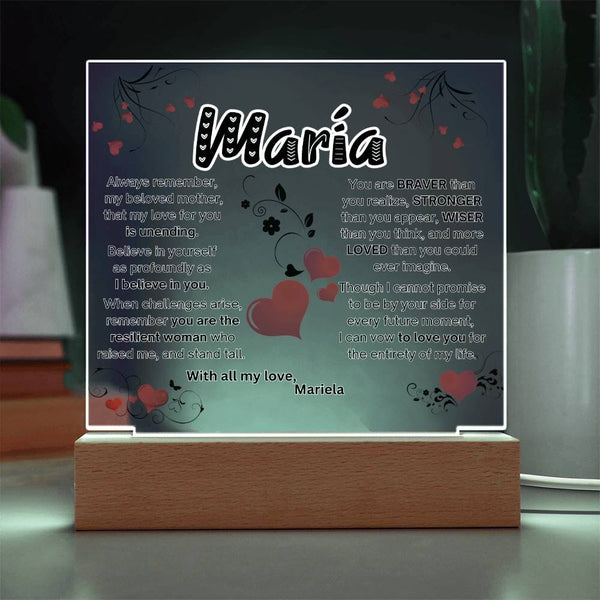 Eternal Love: Illuminated Acrylic Tribute Plaque for Mom Acrylic/Square ShineOn Fulfillment 