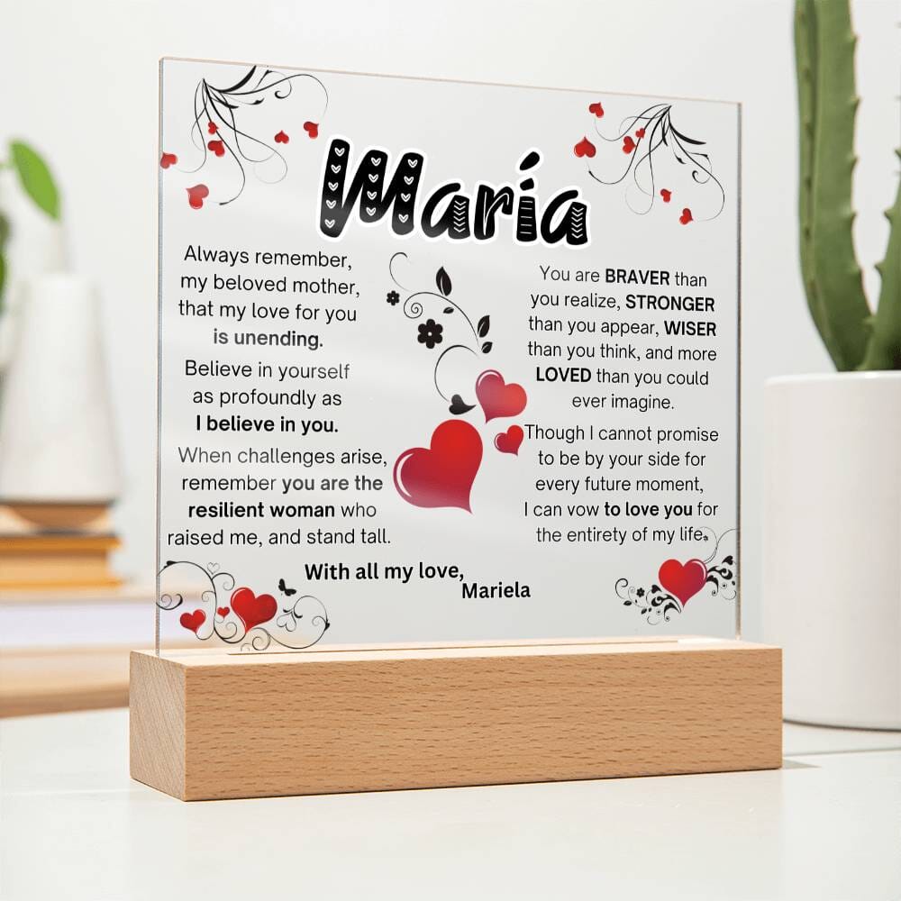 Eternal Love: Illuminated Acrylic Tribute Plaque for Mom Acrylic/Square ShineOn Fulfillment 