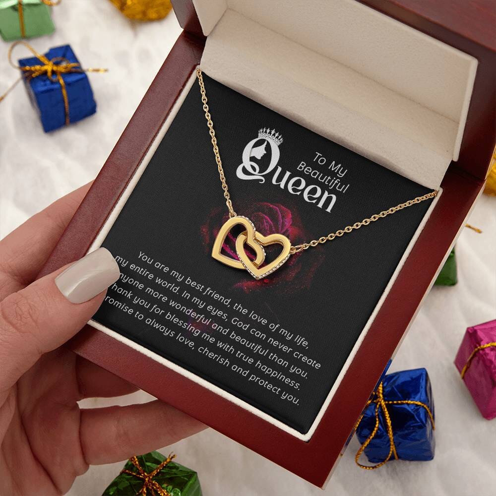 Eternal Love Illuminated: Interlocking Hearts Necklace Jewelry/InterlockingHearts ShineOn Fulfillment 18K Yellow Gold Finish Luxury Box 