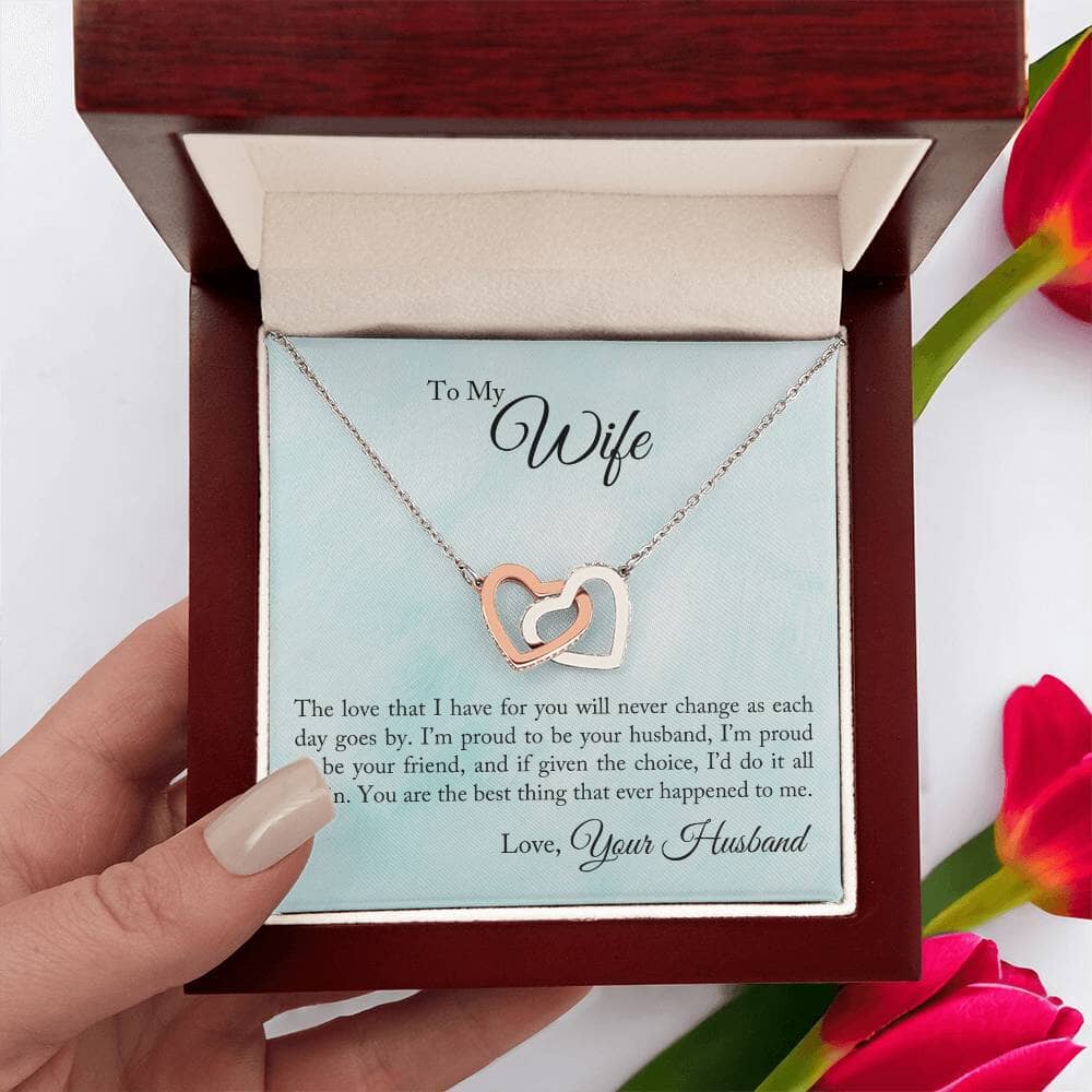 Eternal Love Interlocking Hearts Necklace: A Symbol of Unending Devotion Jewelry/InterlockingHearts ShineOn Fulfillment Polished Stainless Steel & Rose Gold Finish Luxury Box 