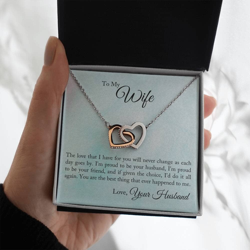 Eternal Love Interlocking Hearts Necklace: A Symbol of Unending Devotion Jewelry/InterlockingHearts ShineOn Fulfillment Polished Stainless Steel & Rose Gold Finish Standard Box 