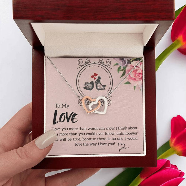 Eternal Love Interlocking Hearts Necklace: Your Timeless Expression of Affection Jewelry/InterlockingHearts ShineOn Fulfillment Polished Stainless Steel & Rose Gold Finish Luxury Box 