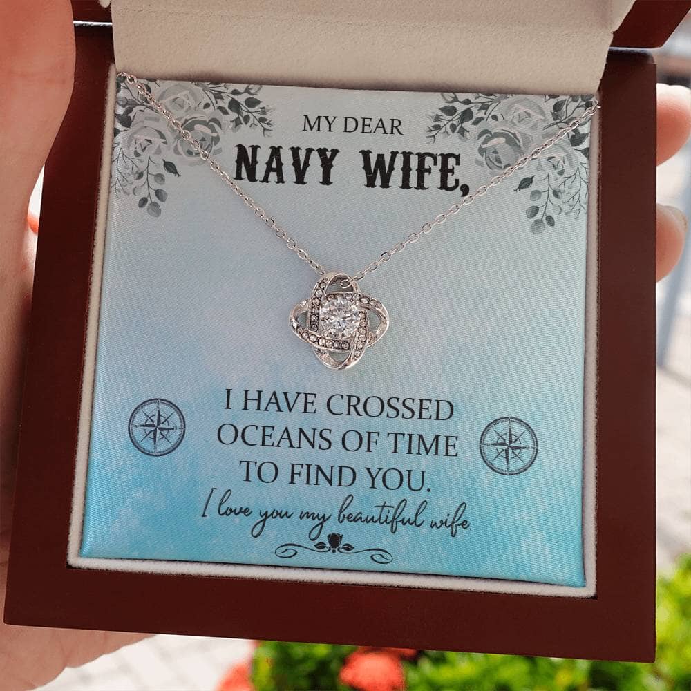 Eternal Love Knot Necklace: A Timeless Tribute to Your Navy Wife Jewelry/LoveKnot ShineOn Fulfillment 14K White Gold Finish Luxury Box 