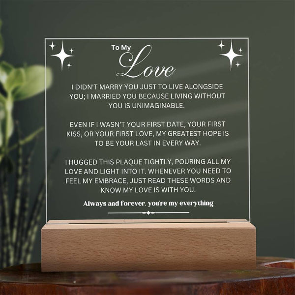 Eternal Love: Multicolor LED Acrylic Plaque for Your Beloved Husband Acrylic/Square ShineOn Fulfillment 