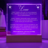 Eternal Love: Multicolor LED Acrylic Plaque for Your Beloved Husband Acrylic/Square ShineOn Fulfillment 