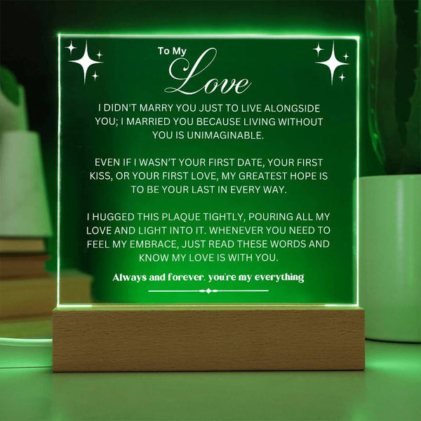 Eternal Love: Multicolor LED Acrylic Plaque for Your Beloved Husband Acrylic/Square ShineOn Fulfillment 