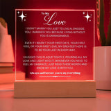 Eternal Love: Multicolor LED Acrylic Plaque for Your Beloved Husband Acrylic/Square ShineOn Fulfillment 