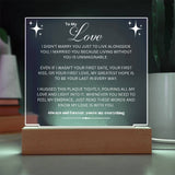 Eternal Love: Multicolor LED Acrylic Plaque for Your Beloved Husband Acrylic/Square ShineOn Fulfillment 