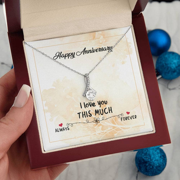 Eternal Love Ribbon Necklace: A Dazzling Symbol of Unbreakable Affection Jewelry/AlluringBeauty ShineOn Fulfillment White Gold Finish Luxury Box 