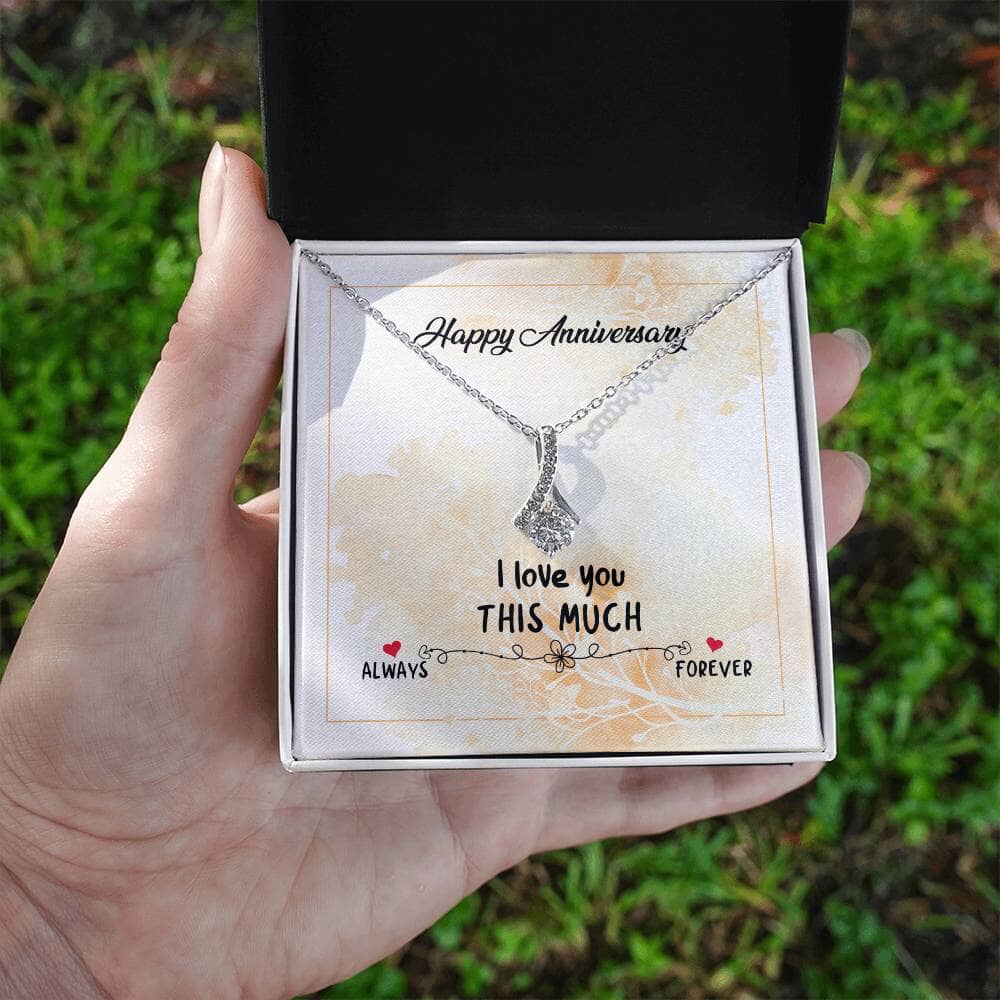 Eternal Love Ribbon Necklace: A Dazzling Symbol of Unbreakable Affection Jewelry/AlluringBeauty ShineOn Fulfillment White Gold Finish Standard Box 